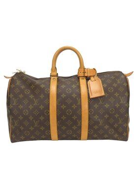 Louis Vuitton Boston Bag Keepall 45 Monogram Leather Brown Travel Business